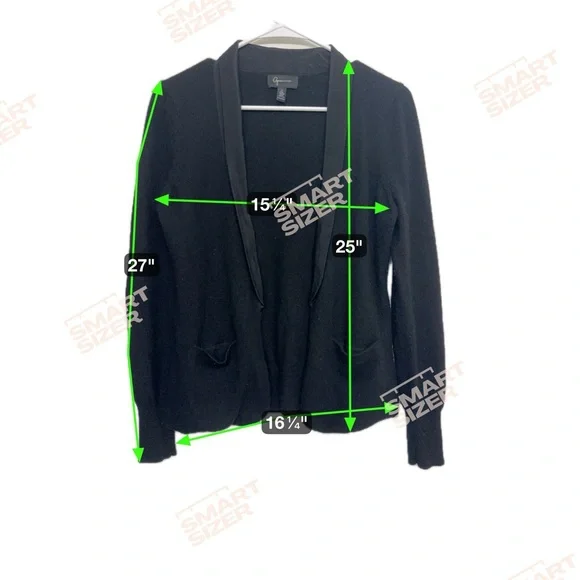 Aqua Cashmere Silk-Trim Blazer Cardigan Black S - Picture 4 of 4